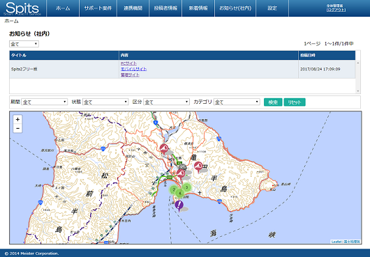 spits：投稿情報の投稿データの分析画面